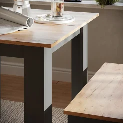 Vicco Ensemble de table à manger Anthracite/chêne doré 80x80cm avec 2 bancs