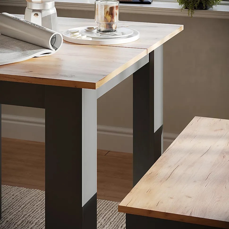 Vicco Ensemble de table à manger Anthracite/chêne doré 80x80cm avec 2 bancs