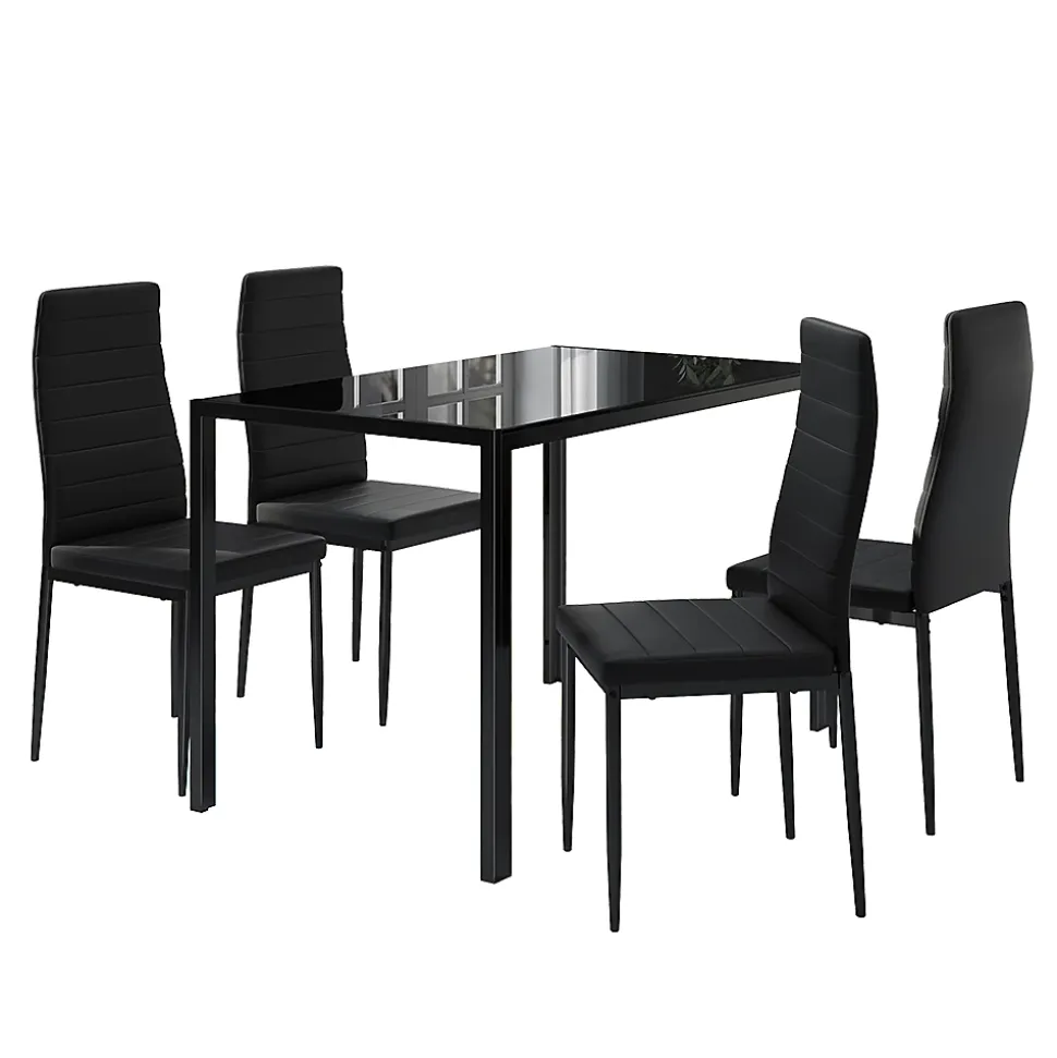 Vicco Ensemble de table à manger Noir 120x75cm Lot de 4