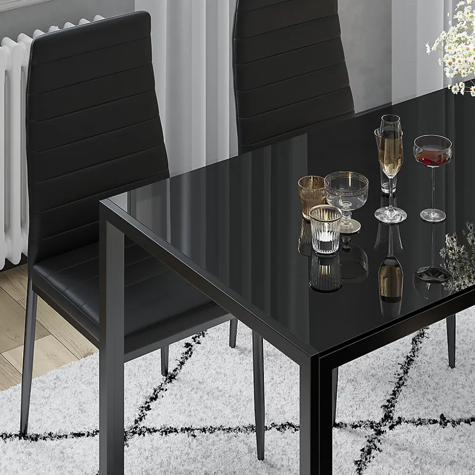 Vicco Ensemble de table à manger Noir 120x75cm Lot de 4