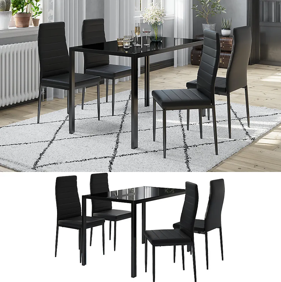 Vicco Ensemble de table à manger Noir 120x75cm Lot de 4