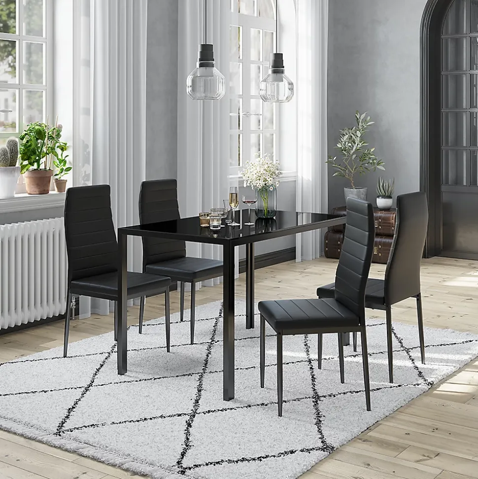 Vicco Ensemble de table à manger Noir 120x75cm Lot de 4