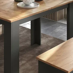 Vicco Ensemble de table à manger Anthracite/chêne doré 112x73.6cm avec 2 bancs