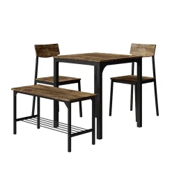 Vicco Ensemble de table à manger noir/chêne rustique 70x70cm 4 pièces