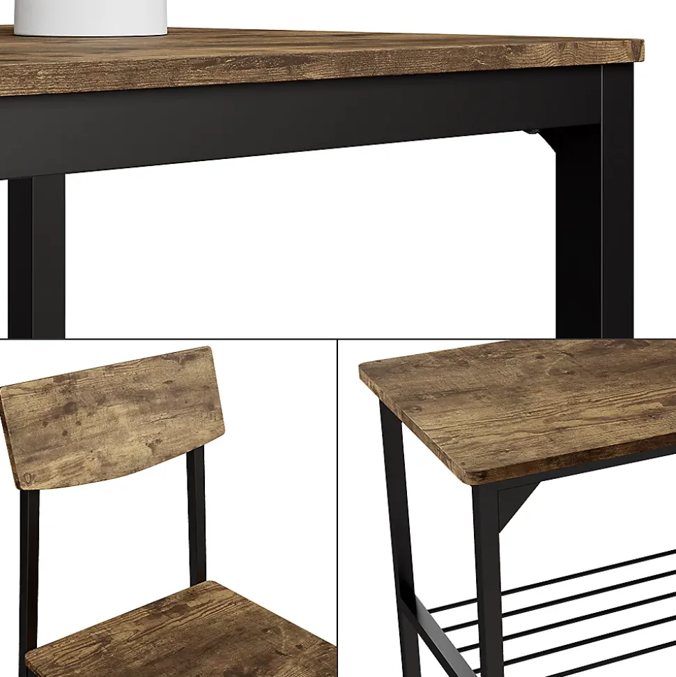 Vicco Ensemble de table à manger noir/chêne rustique 70x70cm 4 pièces