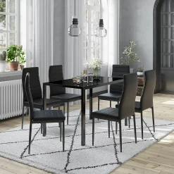 Vicco Ensemble de table à manger Noir 120x75cm ensemble de 6 étagères