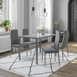 Vicco Ensemble de table à manger Gris 120x75cm Lot de 4