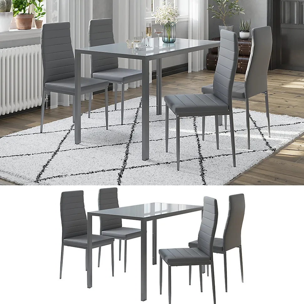 Vicco Ensemble de table à manger Gris 120x75cm Lot de 4