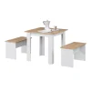 Vicco Ensemble de table à manger Chêne blanc/force de lor 80x80cm avec 2 bancs