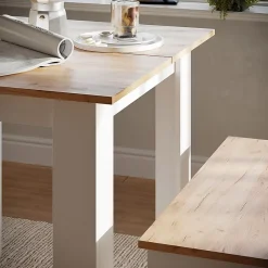 Vicco Ensemble de table à manger Chêne blanc/force de lor 80x80cm avec 2 bancs