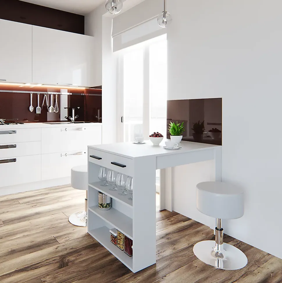 Vicco Ensemble de table à manger Blanc 67x100cm avec 2 tabourets