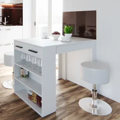 Vicco Ensemble de table à manger Blanc 67x100cm avec 2 tabourets