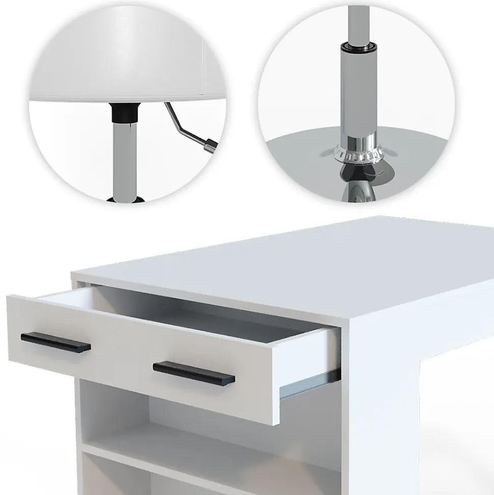 Vicco Ensemble de table à manger Blanc 67x100cm avec 2 tabourets