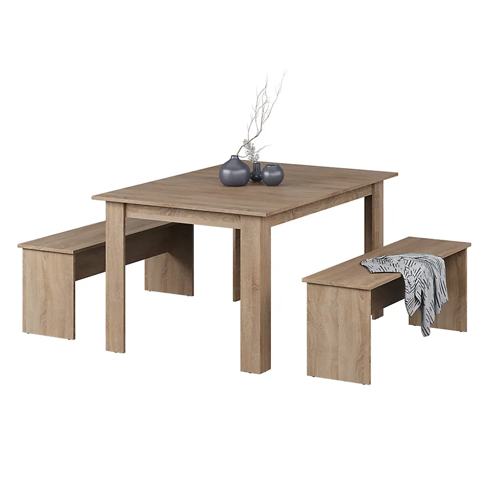 Vicco Ensemble de table à manger Sonoma 137.6x92.8cm avec 2 bancs
