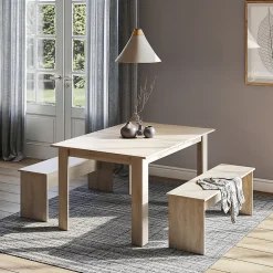Vicco Ensemble de table à manger Sonoma 137.6x92.8cm avec 2 bancs