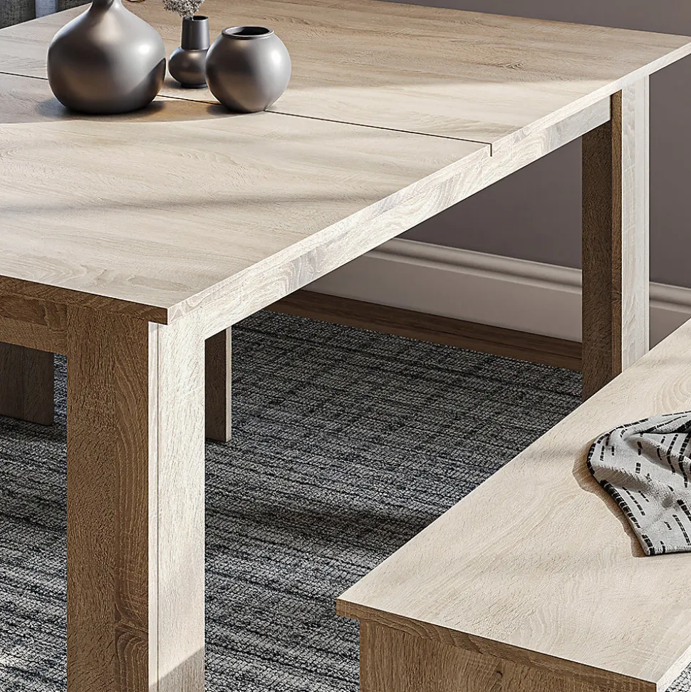 Vicco Ensemble de table à manger Sonoma 137.6x92.8cm avec 2 bancs