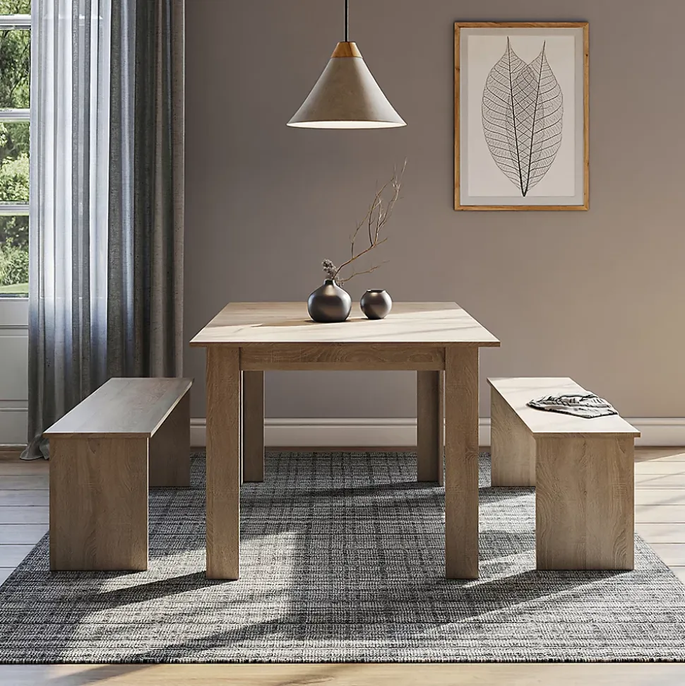 Vicco Ensemble de table à manger Sonoma 137.6x92.8cm avec 2 bancs