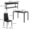 Vicco Ensemble de table à manger Noir 120x70cm Set de 4 pièces