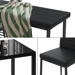 Vicco Ensemble de table à manger Noir 120x70cm Set de 4 pièces