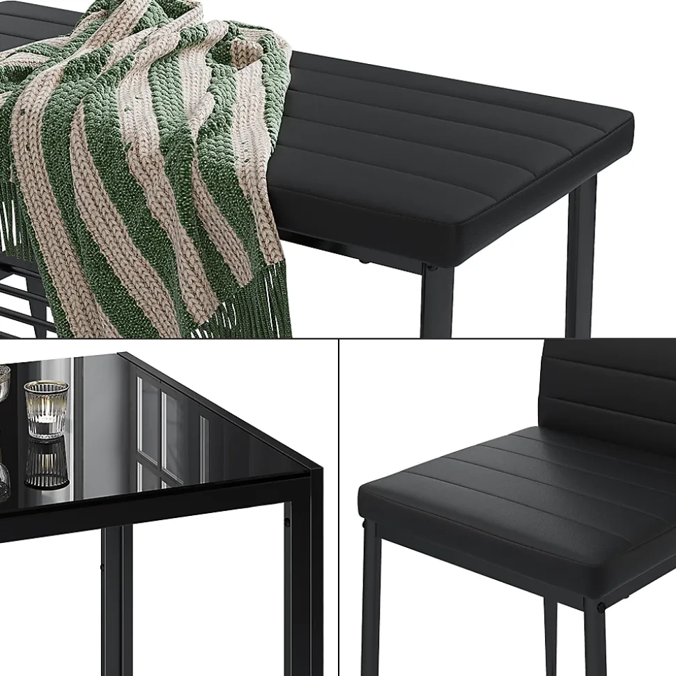 Vicco Ensemble de table à manger Noir 120x70cm Set de 4 pièces