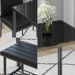 Vicco Ensemble de table à manger Noir 120x70cm Set de 4 pièces