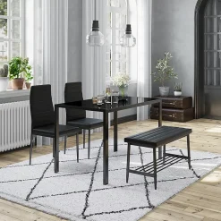 Vicco Ensemble de table à manger Noir 120x70cm Set de 4 pièces