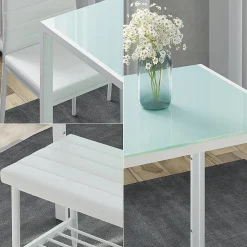 Vicco Ensemble de table à manger Blanc 120x70cm 4 pièces
