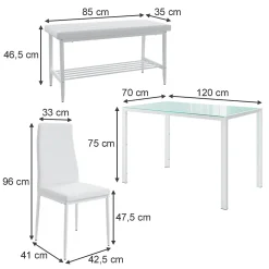 Vicco Ensemble de table à manger Blanc 120x70cm 4 pièces
