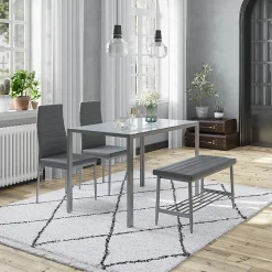 Vicco Ensemble de table à manger Gris 120x70cm Set de 4 pièces