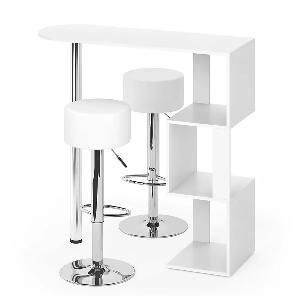 Vicco Ensemble de table de bar Blanc 113x39.8cm avec 2 tabourets de bar