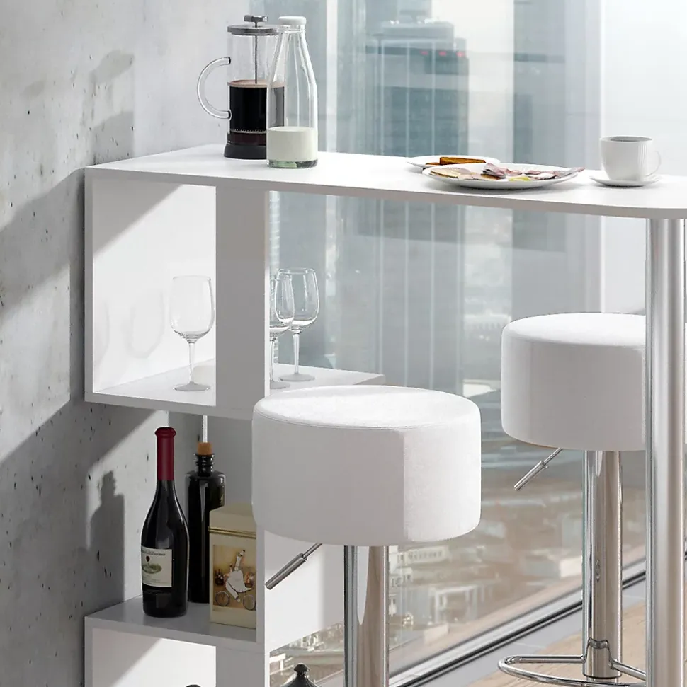 Vicco Ensemble de table de bar Blanc 113x39.8cm avec 2 tabourets de bar