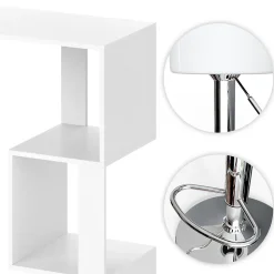 Vicco Ensemble de table de bar Blanc 113x39.8cm avec 2 tabourets de bar