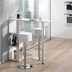 Vicco Ensemble de table de bar Blanc 113x39.8cm avec 2 tabourets de bar