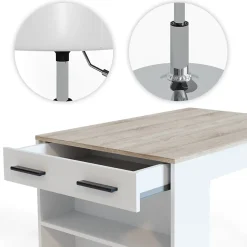 Vicco Ensemble table à manger Sonoma/blanc 67x100cm avec 2 tabourets