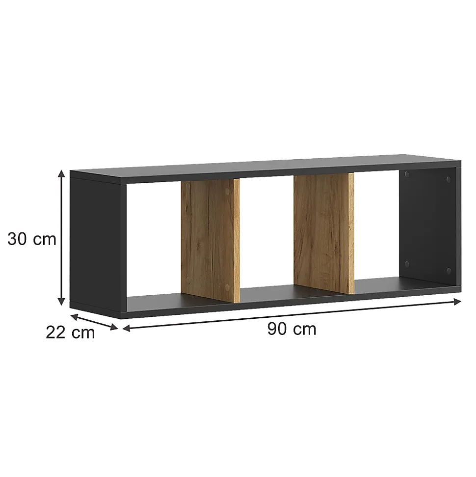 Vicco Etagère Anthracite/chêne doré 90x30cm Lot de 2