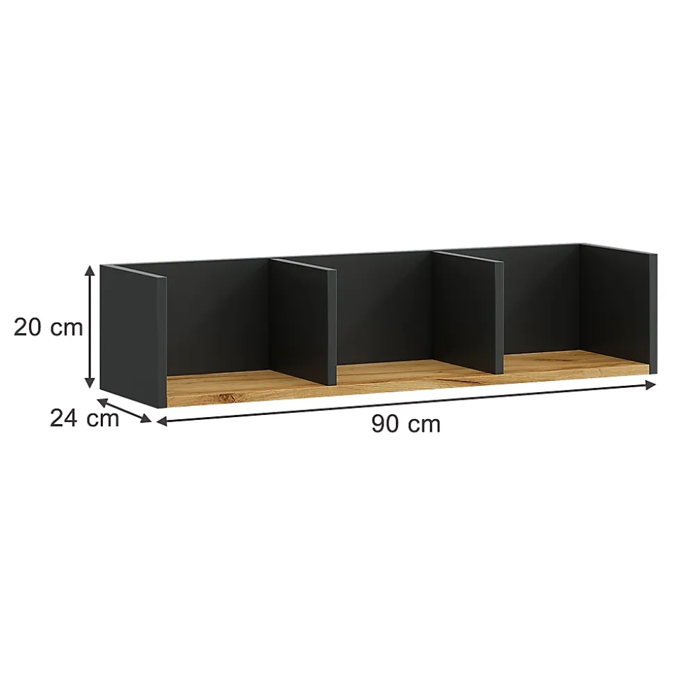 Vicco Etagère Anthracite/chêne doré 90x20cm