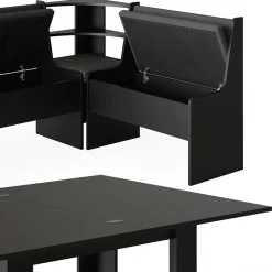 Vicco Groupe de banquettes dangle Noir 120x41.5cm avec table