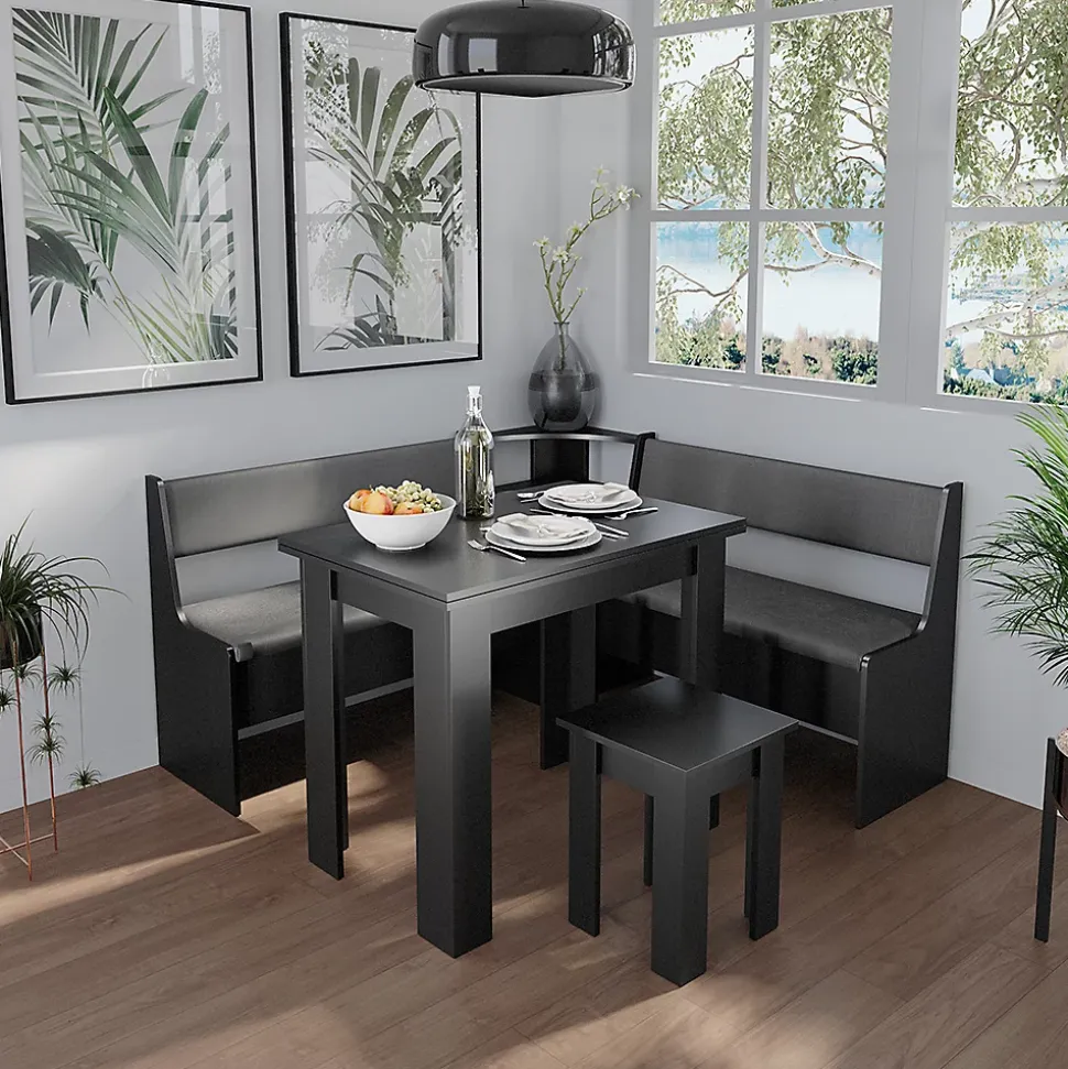 Vicco Groupe de banquettes dangle Noir 150x41.5cm avec table