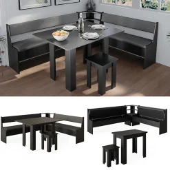 Vicco Groupe de banquettes dangle Noir 180x41.5cm avec table