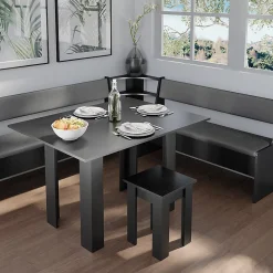Vicco Groupe de banquettes dangle Noir 180x41.5cm avec table
