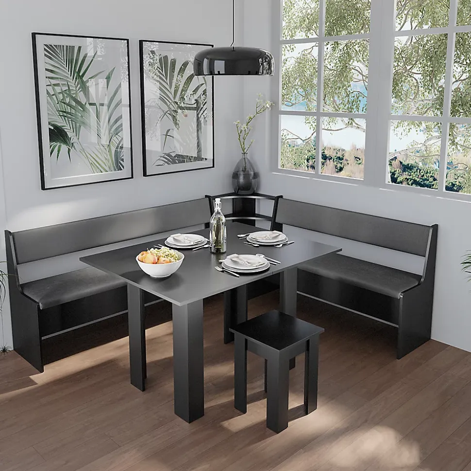 Vicco Groupe de banquettes dangle Noir 180x41.5cm avec table