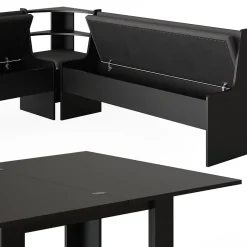 Vicco Groupe de banquettes dangle Noir 180x41.5cm avec table