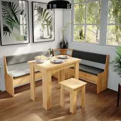 Vicco Groupe de banquettes dangle Chêne de force doré 180x41.5cm avec table