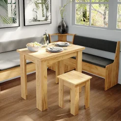 Vicco Groupe de banquettes dangle Chêne de force doré 180x41.5cm avec table