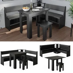 Vicco Groupe de banquettes dangle Noir 150x41.5cm avec table