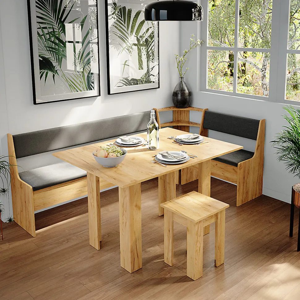 Vicco Groupe de banquettes dangle Chêne de force doré 210x120cm avec table