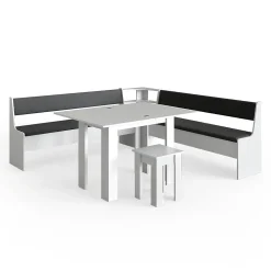 Vicco Groupe de banquettes dangle Blanc 210x41.5cm avec table