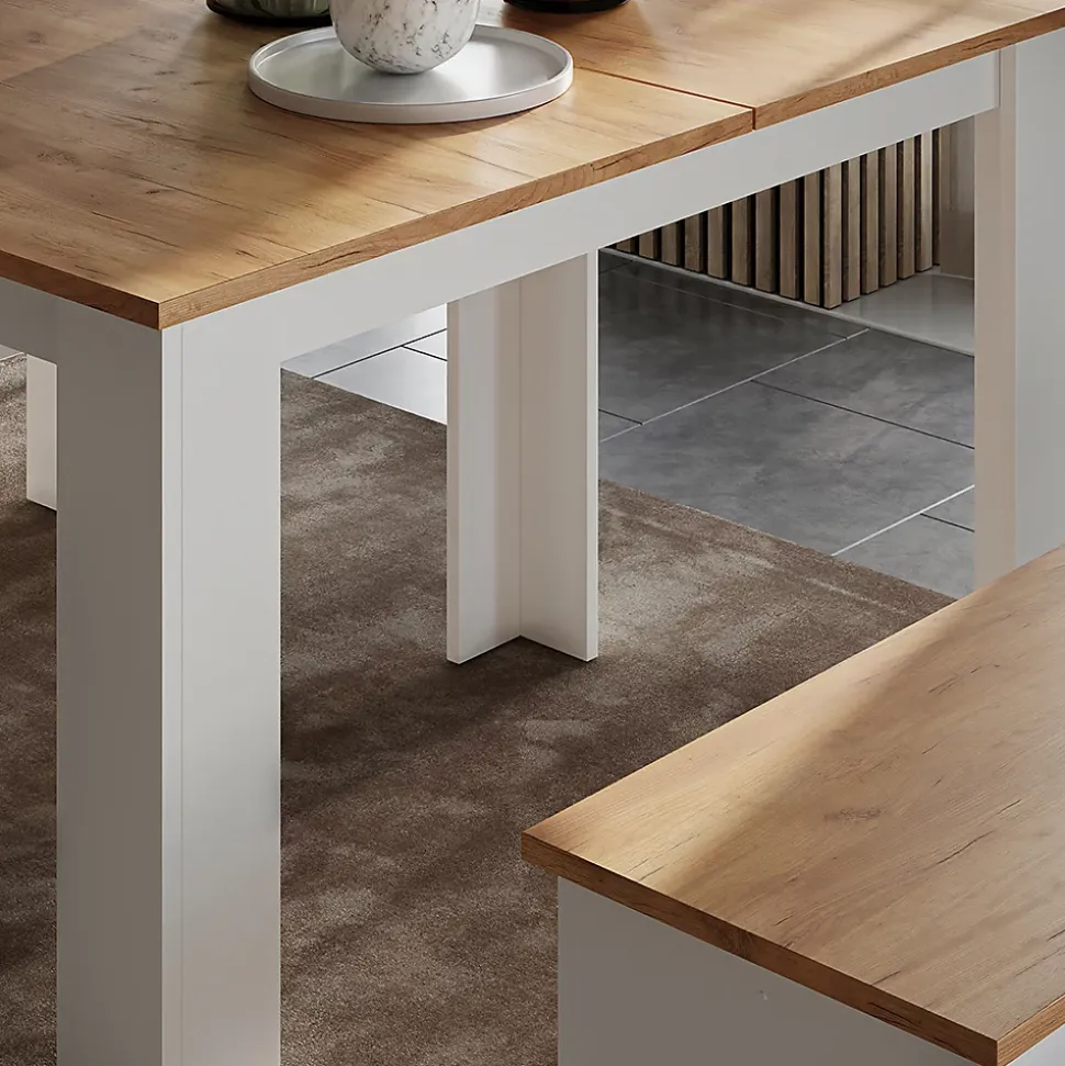 Vicco Groupe de banquettes dangle Chêne blanc/force de lor 112x73.6cm avec 2 bancs