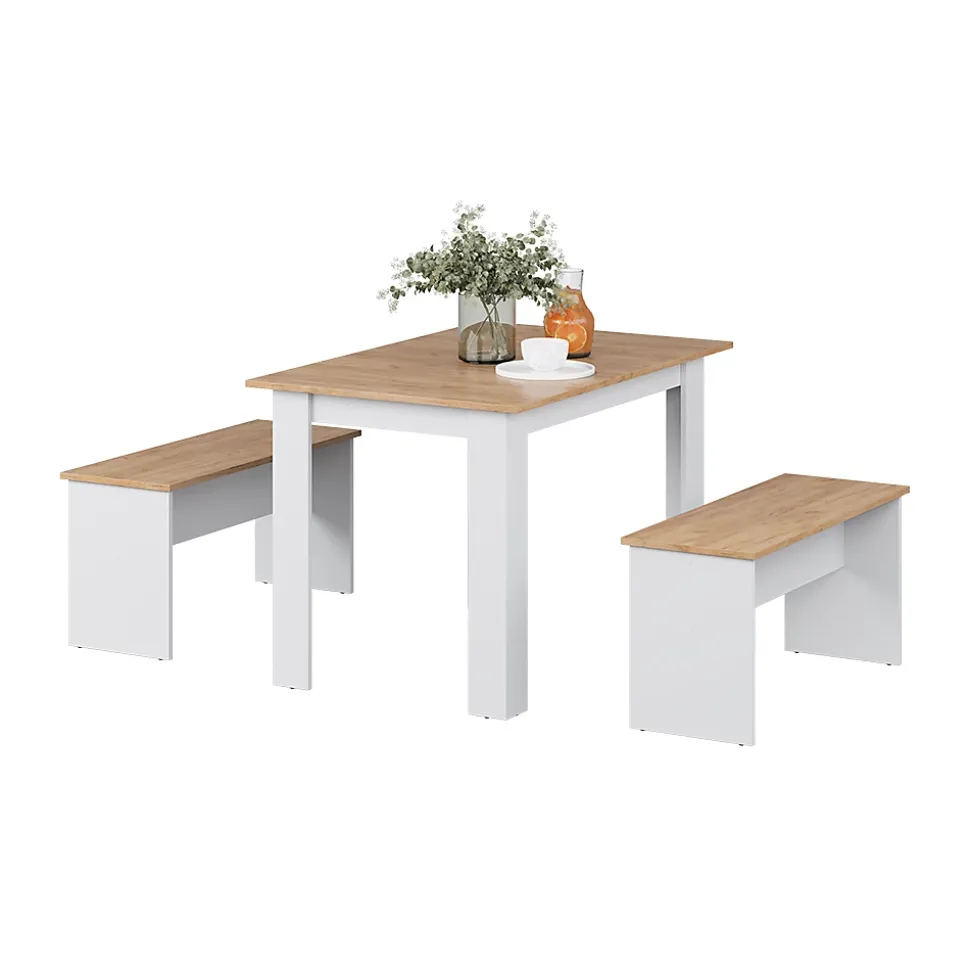 Vicco Groupe de banquettes dangle Chêne blanc/force de lor 112x73.6cm avec 2 bancs