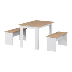 Vicco Groupe de banquettes dangle Chêne blanc/force de lor 112x73.6cm avec 2 bancs